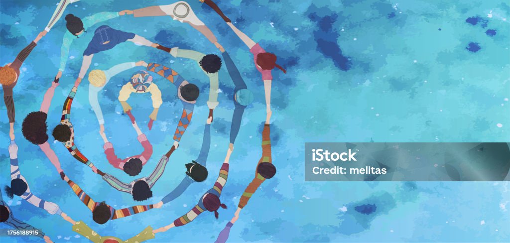 Teamwork of multi-ethnic and multicultural people working together. Concept of community of different people. Unity and solidarity between people of different cultures. Concept of activist and protest movement. Friendship, solidarity, tolerance and brotherhood among peoples. International and multicultural society and population. Cooperation between communities. Anti-racism protest. Volunteer concept.<br />
